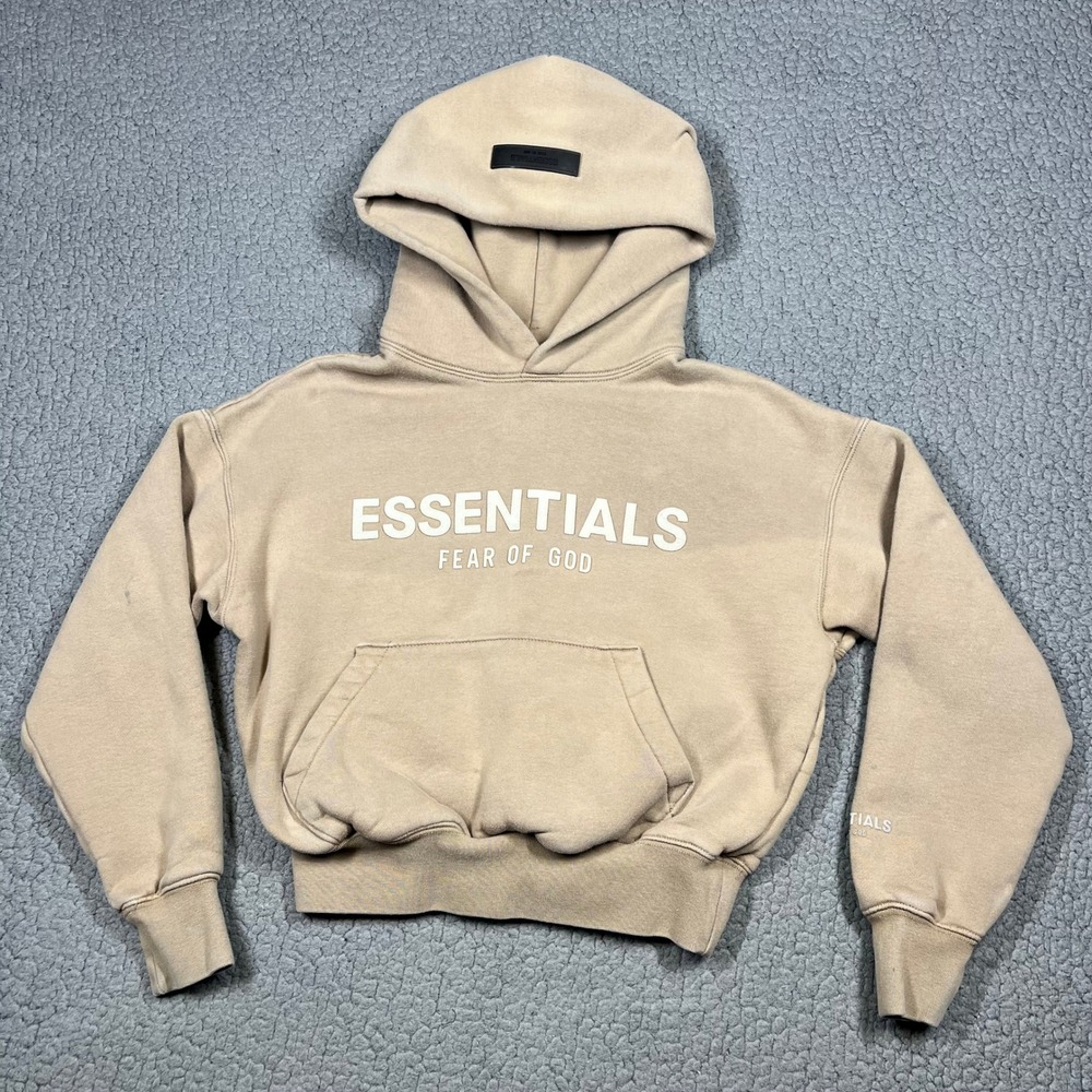 Fear of God Essentials Hoodie Kids 6/7 Pullover Tan Streetwear